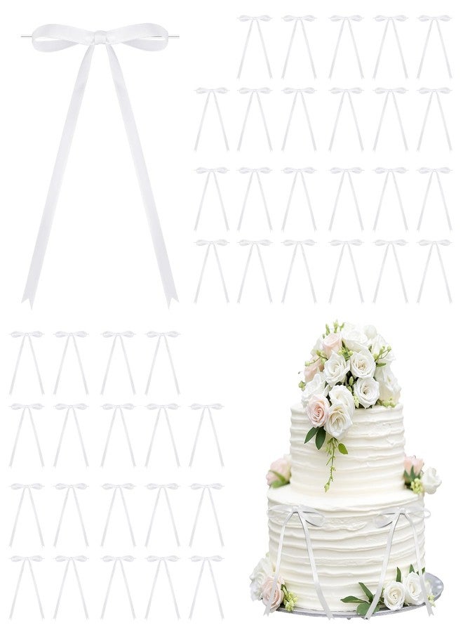 Sokfone 50 Pcs 5x7 Inch Satin Bows with Twist Tie – Premade Tied Ribbon Bows for Gift Wrapping, Cake Treat Bags Craft DIY Gift, Birthday Decorations, Balloons & Garland Home Decor (White) - Image 1